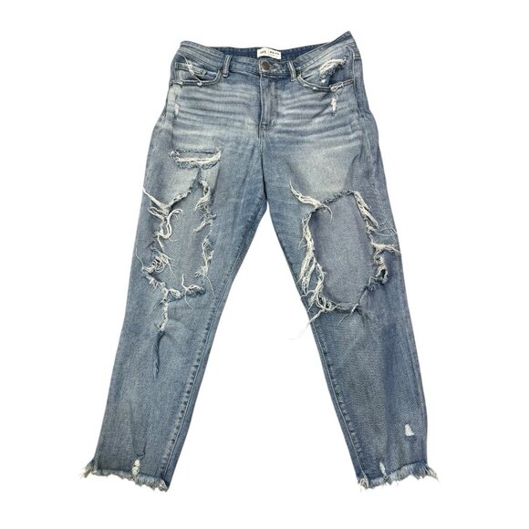 Buckle Denim - Buckle BKE Mom Jeans Women's Size 31 Blue Mid Rise Distressed Stretch Denim